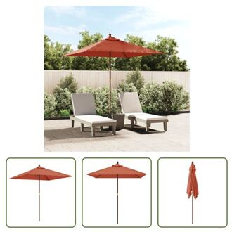 vidaXL Parasol - Terracotta - 198 x 198 x 231 cm - Hardhouten frame - Polyester hoes Bruin