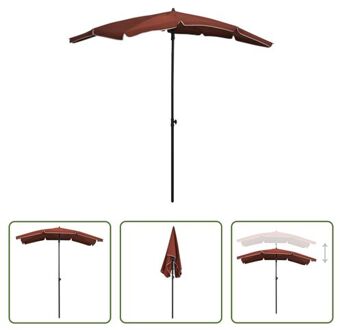 vidaXL Parasol Terracotta 200x130x234 cm - UV-beschermend polyester - stalen paal - Zwengelsysteem - Oranje