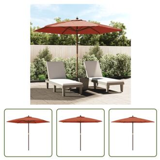 vidaXL Parasol Terracotta - 299 x 240 cm - Duurzaam Polyester - Stabiel Hardhout - Ventilatierooster - Bruin