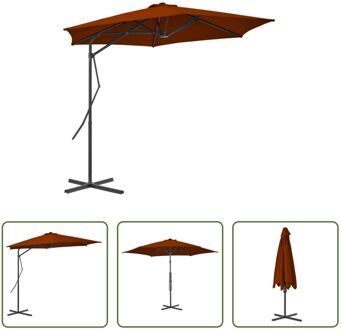 vidaXL Parasol Terracotta - 300x230 cm - UV-beschermend polyester - Draaibaar Bruin