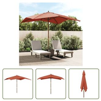 vidaXL Parasol Terracotta - The Living Store - Parasols - 300x300x273 cm - Dubbel katrolsysteem Bruin