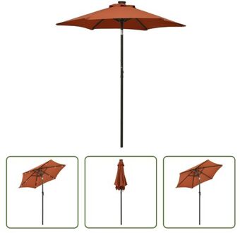 vidaXL Parasol The Living Store Terracotta en Donkergrijs 200 x 211 cm - Inklapbaar - UV-Bescherming