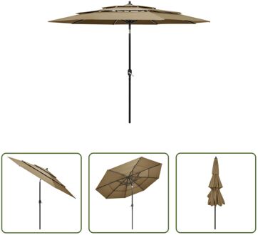 vidaXL Parasol Tuin 3-laags Taupe 300x243 cm