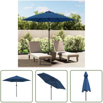 vidaXL Parasol Tuin - 300 x 222 cm - Azuurblauw - UV-beschermend polyester - 38 mm paaldiameter