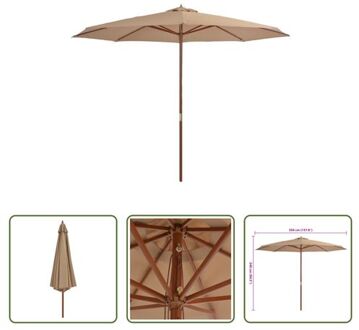 vidaXL Parasol - UV-beschermend Polyester - 350 x 256 cm - Dubbel katrolsysteem Taupe