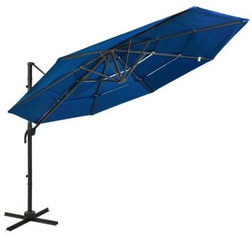 vidaXL Parasol Vierkant - 300x300x247 cm - Azuurblauw - UV-beschermend polyester