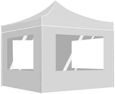 vidaXL Partytent inklapbaar met wanden 3x3 m aluminium wit