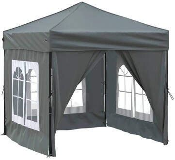 vidaXL Partytent inklapbaar met zijwanden 2x2 m antracietkleurig Grijs