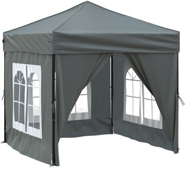 vidaXL Partytent inklapbaar met zijwanden 2x2 m antracietkleurig Grijs