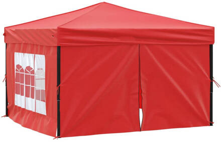 vidaXL Partytent inklapbaar met zijwanden 3x3 m rood