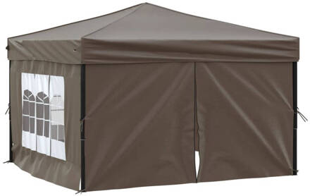 vidaXL Partytent inklapbaar met zijwanden 3x3 m taupe