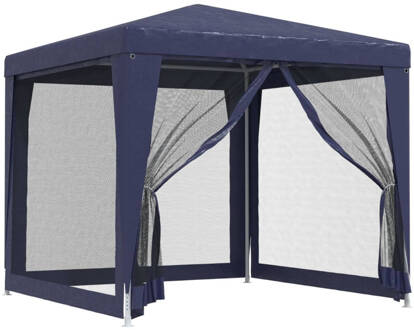 vidaXL Partytent met 4 mesh zijwanden 2,5x2,5 m HDPE blauw