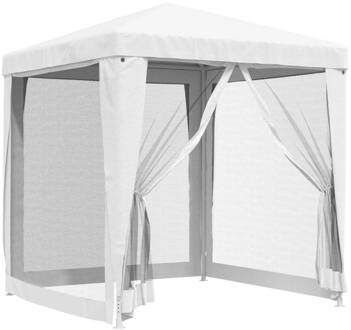 vidaXL Partytent met 4 mesh zijwanden 2x2 m wit