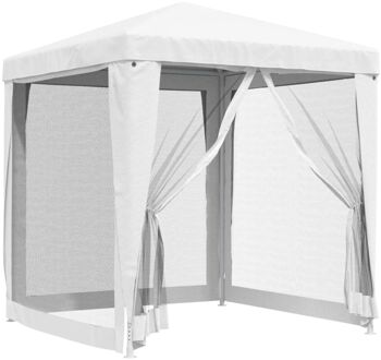 vidaXL Partytent met 4 mesh zijwanden 2x2 m wit