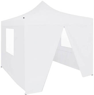 vidaXL Partytent met 4 zijwanden inklapbaar 3x3 m staal wit