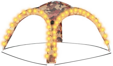 vidaXL Partytent met LED en 4 zijwanden 3,6x3,6x2,3 m camouflage Rood