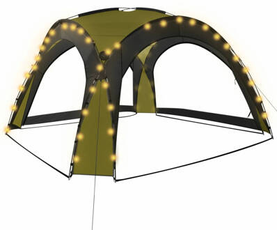 vidaXL Partytent met LED en 4 zijwanden 3,6x3,6x2,3 m groen