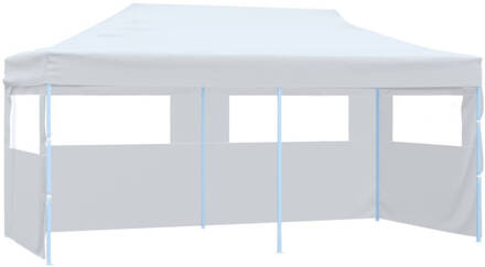 vidaXL Partytent pop-up met zijwanden 3x6 m staal wit