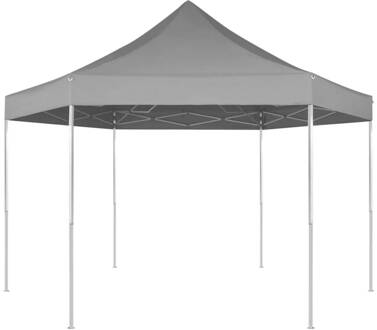 vidaXL Partytent pop-up zeshoekig inklapbaar 3,6x3,1 m grijs