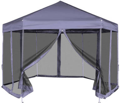 vidaXL Partytent pop-up zeshoekig met 6 zijwanden 3,6x3,1 m Blauw