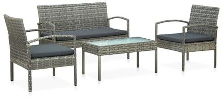 vidaXL PE-rattan Garden Furniture Set - Grey - 106x58x72cm - Steel Frame - Comfortable Cushions Grijs