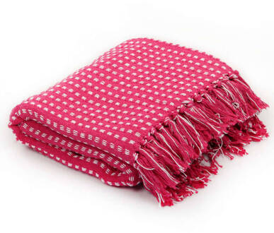 vidaXL Plaid vierkanten 125x150 cm katoen roze  VDXL_245333