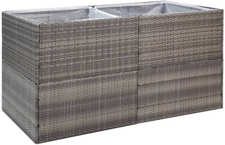 vidaXL Plantenbak 157x80x80 cm poly rattan grijs