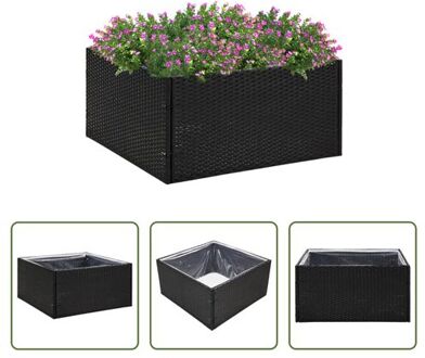 vidaXL Plantenbak - Poly Rattan - 80 X 80 X 40 Cm - Stevig Frame