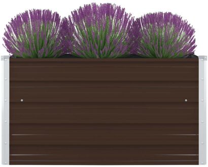 vidaXL Plantenbak verhoogd 100x100x45 cm gegalvaniseerd staal bruin