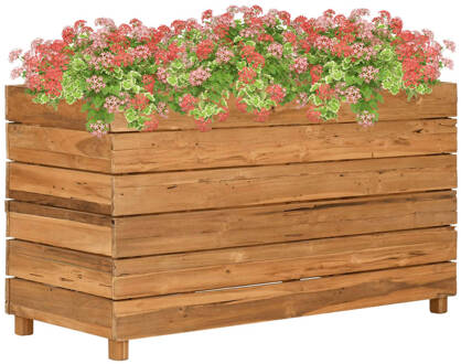 vidaXL Plantenbak verhoogd 100x40x55 cm gerecycled teakhout en staal Bruin