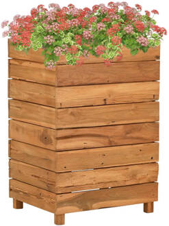 vidaXL Plantenbak verhoogd 50x40x72 cm gerecycled teakhout en staal Bruin