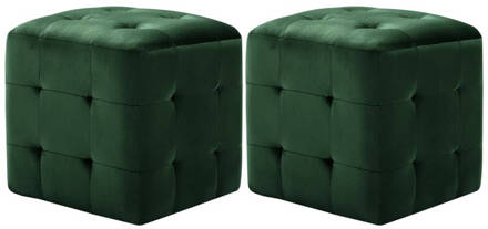 vidaXL Poef 2 st 30x30x30 cm fluweel groen