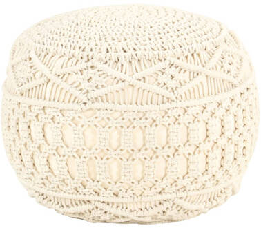 vidaXL Poef macramé handgemaakt 45x30 cm katoen Beige