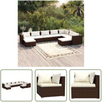 vidaXL Poly Rattan Loungeset - Bruin - Modulair Design - Hoogwaardig Materiaal - Inclusief Kussens