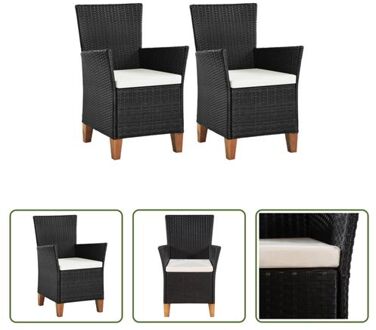 vidaXL Poly Rattan Stoelen - Set van 2 - Zwart - 59x59x87.5 cm - Waterbestendig