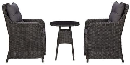 vidaXL poly rattan stoelenset - zwart en donkergrijs - stalen frame - weerbestendig - comfortabele zitkussens
