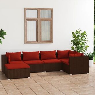 vidaXL Poly Rattan Tuinset - Bruin - Modulair design - Hoogwaardig materiaal - Stevig frame - Comfortabele