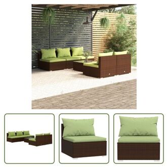 vidaXL Poly Rattan Tuinset - Bruin - Modulair Design - Waterbestendig - Stevig Frame - Comfortabele Kussens