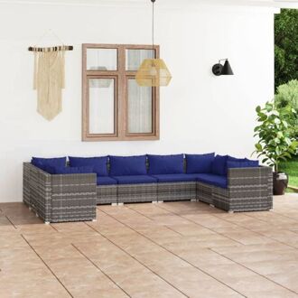 vidaXL Poly Rattan Tuinset - Grijs - Modulair Design - Hoogwaardig materiaal - Stevig frame - Comfortabele