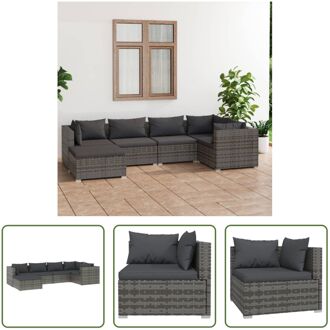 vidaXL Poly Rattan Tuinset - Grijs - Modulair Design - Waterbestendig - Stevig Frame - Comfortabele Kussens