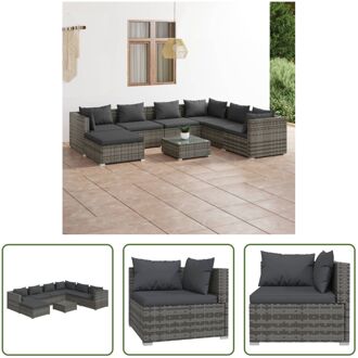 vidaXL Poly Rattan Tuinset - Modulair Design - Grijs - 70 x 70 x 60.5 cm - Stevig Frame