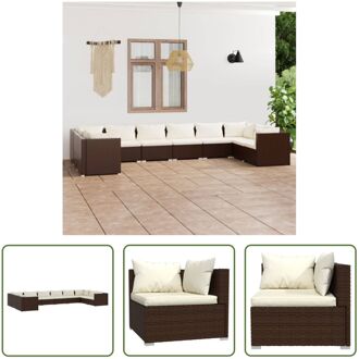 vidaXL Poly Rattan Tuinset - Modulair Design - Hoogwaardig Materiaal - Stevig Frame - Comfortabele Kussens - Bruin