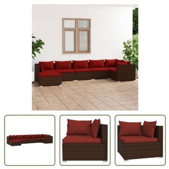 vidaXL Poly Rattan Tuinset - Modulair design - waterbestendig - stevig frame - comfortabele kussens - bruin