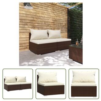 vidaXL Poly Rattan Tuinset - Modulair Design - Waterbestendig - Stevig Frame - Comfortabele Kussens - Bruin