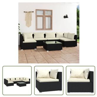 vidaXL Poly Rattan Tuinset - Modulair Design - Waterbestendig - Stevig Frame - Comfortabele Kussens - Zwart