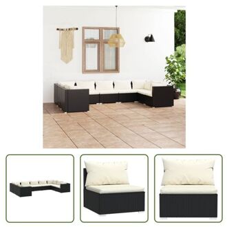 vidaXL Poly Rattan Tuinset - Modulair Design - Waterbestendig - Stevig Frame - Comfortabele Kussens - Zwart