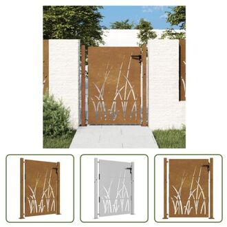 vidaXL Poort Cortenstaal - Tuinaccessoire - 105 x 130 cm - Lasergesneden ontwerp - Afsluitbaar systeem