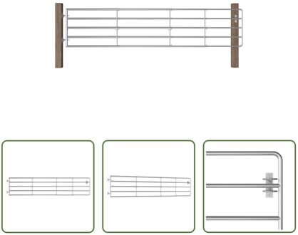 vidaXL Poort Dierenverblijven - (150-400)x90cm - Zilver - Gegalvaniseerd staal