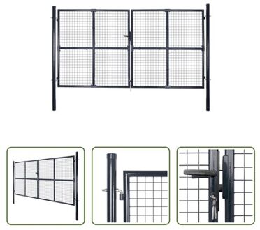 vidaXL Poort Metalen Tuinpoort - 306x225 cm - Antracietgrijs