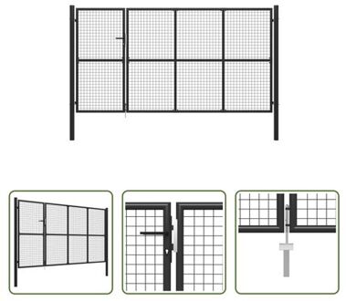 vidaXL Poort model - Tuinpoort 350x200 cm - Staal - antraciet